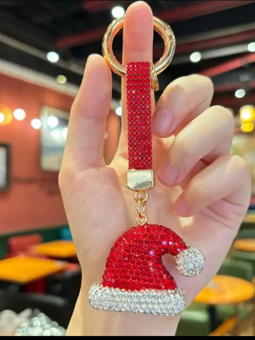Crystal Red Santa Hat Keychain bag charm nwt